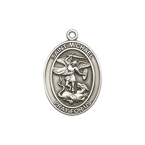 Antique Silver Tone St  Michael the Archangel Keychain