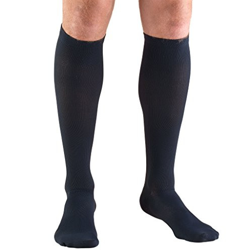 Truform Compression Socks  15 20 mmHg  Men s Dress Socks  Knee High Over Calf Length  Navy  Large