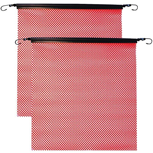 Vulcan Red Safety Flag With Stretch Cord For Trailer Transporting (18'' x 18'' - Mesh Construction - Pack of 2)