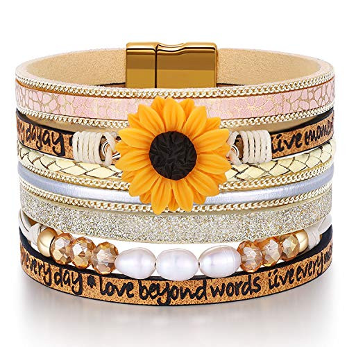 Sunflower Gifts for Teen Girls You Are My Sunshine Jewelry Leather Wrap Friendship Bracelets Gifts for BestFriend Women Sunflower Gifts for Teen Girls You Are My Sunshine Jewelry Leather Wrap Friendship Bracelets Gifts for BestFriend Women