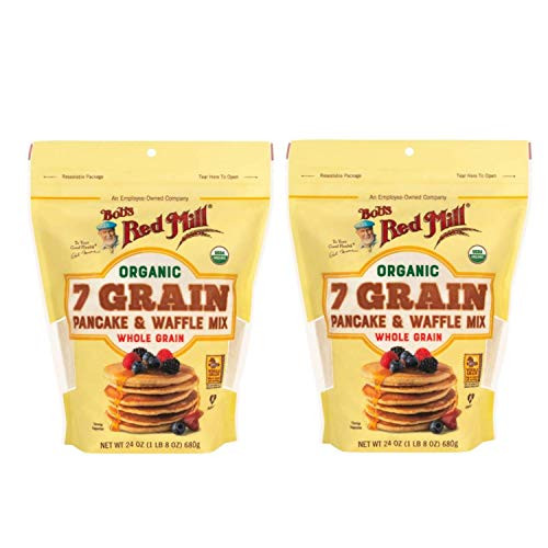 Bob s Red Mill Organic 7 Grain Pancake   Waffle Mix 24 oz  Two Pack    Multigrain Organic Pancake and Waffle Mix   Double Pack Pancake and Waffle Mix  Two 24 oz resealable bags
