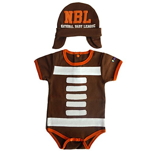 Sozo Baby Boys Football Bodysuit   Hat Set  Brown  3 6 Months