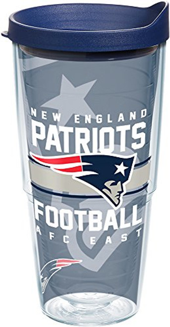 Tervis 1180512 NFL New England Patriots Gridiron Tumbler with Wrap and Navy Lid 24oz, Clear Tervis 1180512 NFL New England Patriots Gridiron Tumbler with Wrap and Navy Lid 24oz, Clear