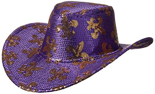 Amscan Purple Sequin Fleur de Lis Adult Hat  5  x 13   Multicolor
