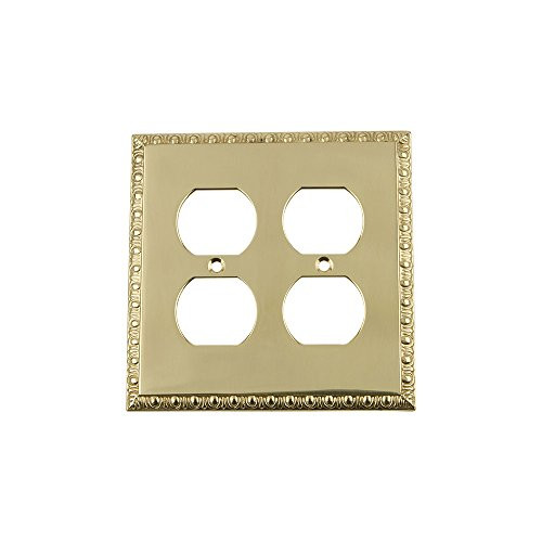 Nostalgic Warehouse 720125 Egg   Dart Switch Plate with Double Outlet  Unlacquered Brass