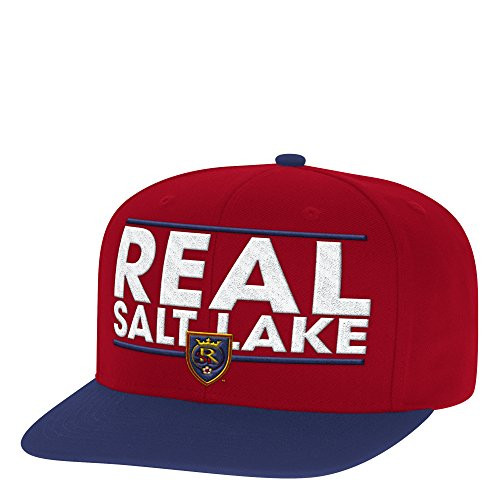 adidas MLS Real Salt Lake Men s Dassler Flat Brim Snapback Hat  One Size  Red