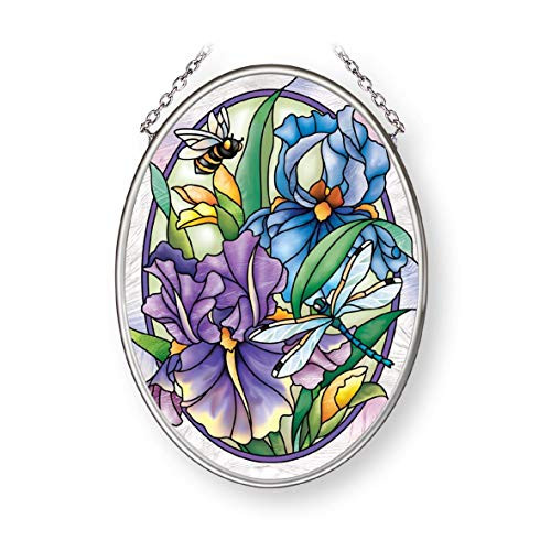 Amia Dragonfly Floral  Small Oval Suncatcher  Multicolored