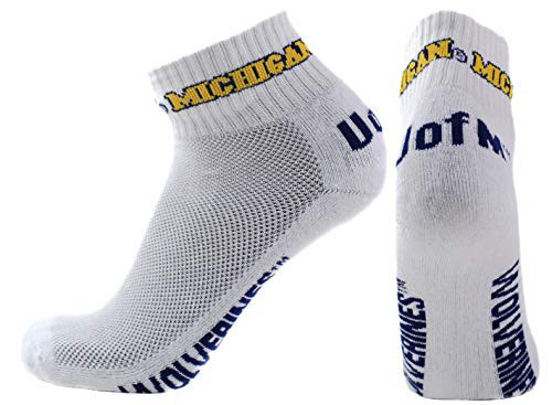 NCAA Michigan Wolverines Quarter Socks  White