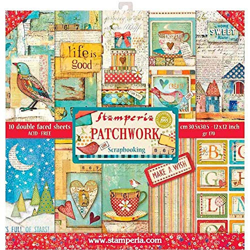 Stamperia International KFT Paper pad 10 sheets double sided Patchwork 30 5 x 30 5 12 x 12 Multicoloured Stamperia International KFT Paper pad 10 sheets double sided Patchwork 30 5 x 30 5 12 x 12 Multicoloured