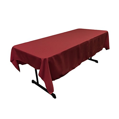 LA Linen Polyester Poplin Rectangular Tablecloth  60 x 90  Cranberry