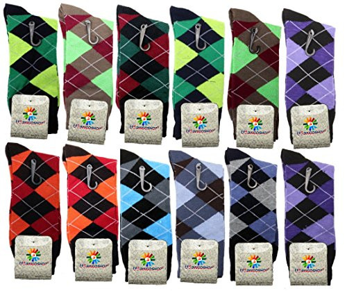 USBingoshopTM Mens Cotton Dress Socks 10 13 Argyle 2 pack of 12 USBingoshopTM Mens Cotton Dress Socks 10 13 Argyle 2 pack of 12