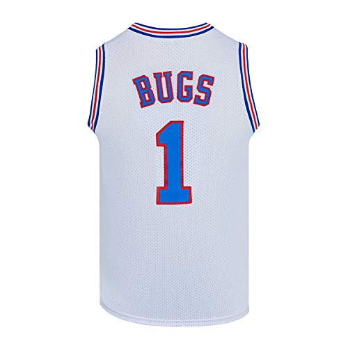 Youth Basketball Jersey Bugs 1 Moive Space Jam Jersey Boys Sport Shirts  White  Youth Large