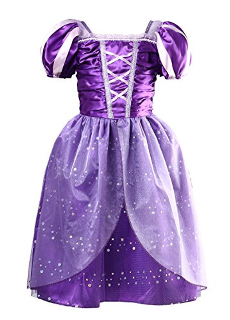 Little Girls Princess Rapunzel Dress Costume  Purple  120cm for 4 5 Years Little Girls Princess Rapunzel Dress Costume  Purple  120cm for 4 5 Years