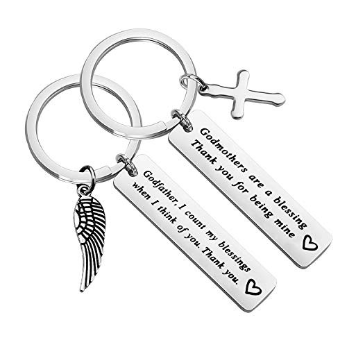 Godparent Gifts Godmothers are a blessing Keychain Godfather Keyring First communion gift  KR Godparent set