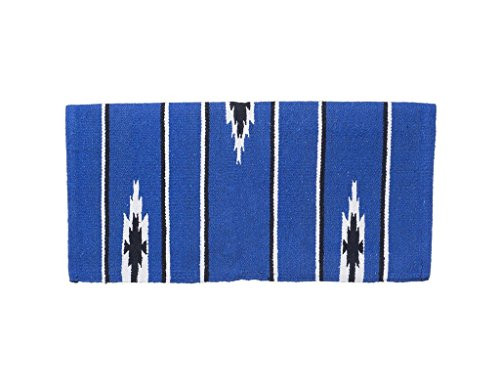 Tough 1 55 Wool Sierra Saddle Blanket  Royal Black Cream  30 x 30
