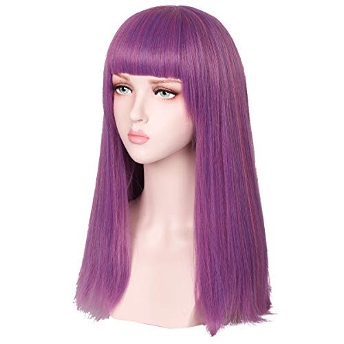 ColorGround Female Adult Long Straight Purple Cosplay Wig with Straight Bangs