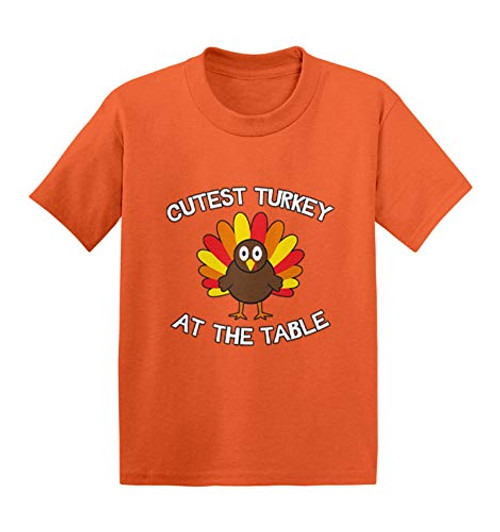 Haase Unlimited Cutest Turkey at The Table   Adorable Infant Toddler Cotton Jersey T Shirt  Orange  5T