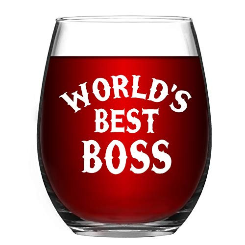 World s Best Boss Stemless Wine Glass  15Oz Boss Wine Glass for Women Men Bosses Mangers   Idea Gift for Bosses Day Birthday Christmas Birthday Job Leaving Retirement