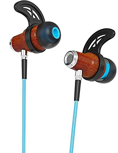 Symphonized NRG 2.0 Bluetooth Wireless Wood in-Ear Noise-isolating Headphones, Earbuds, Earphones with Mic & Volume Control (Turquoise)