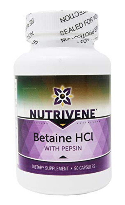 Nutrivene  Betaine HCL with Pepsin  90 Capsules