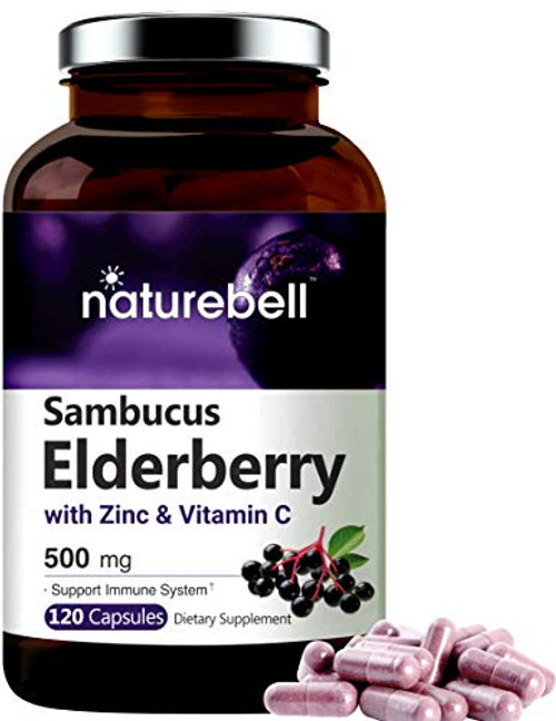Sambucus Elderberry Capsules Immune Support with Zinc and Vitamin C 500mg 120 Capsules Immune Vitamins and Zinc Vitamin to Support Immune System and Antioxidant Non GMO Sambucus Elderberry Capsules Immune Support with Zinc and Vitamin C 500mg 120 Capsules Immune Vitamins and Zinc Vitamin to Support Immune System and Antioxidant Non GMO