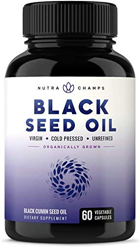 Organic Black Seed Oil Capsules   Vegan Extra Strength Premium 1000mg Black Cumin Supplement   Nigella Sativa Softgel Pills with Thymoquinone  Vitamin E   Omega 3 6 9   Virgin Cold Pressed 500mg Each