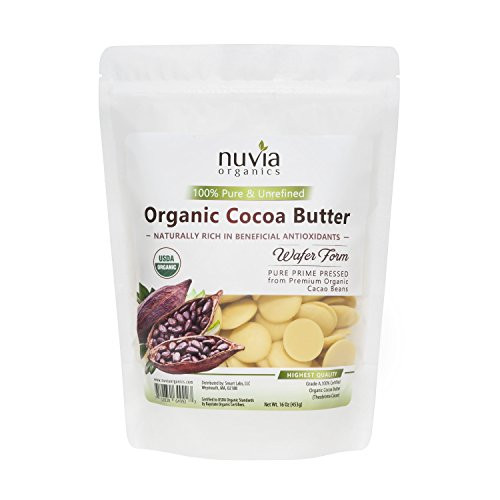 Nuvia Organics Cocoa Butter Wafers   100 USDA Certified Organic  Pure Raw Unrefined  16 Oz