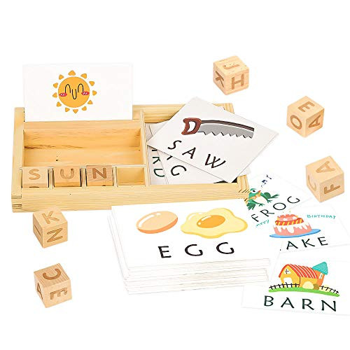 Youwo See and Spell Learning Toy   Puzzle Preschool Spelling Game Toys Matching Letter Game and Develops Alphabet Words Spelling Skills for 3 Year olds  Style 1
