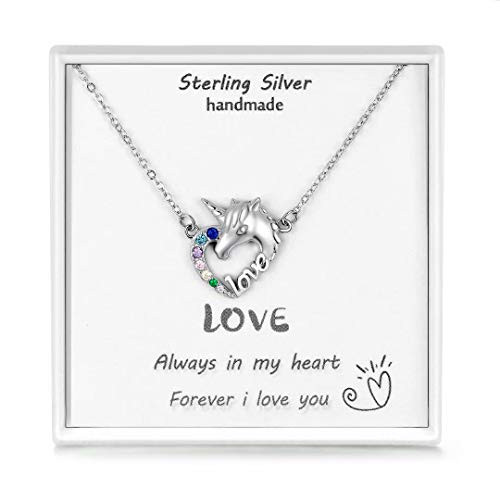 Presentski Unicorn Heart Necklace Sterling Silver Necklace with Cubic Zirconia Heart Love Pendant Necklace Unicorn Birthstone Necklace for Girls Women Christmas Gifts Presentski Unicorn Heart Necklace Sterling Silver Necklace with Cubic Zirconia Heart Love Pendant Necklace Unicorn Birthstone Necklace for Girls Women Christmas Gifts
