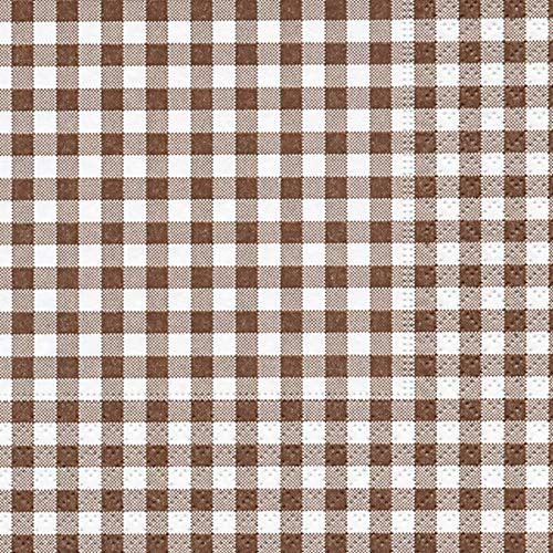 Cocktail Napkins  Paper Napkins Decorative  Disposable Napkins  Country Rustic Farmhouse Picnic Decor  Gingham Rust 5  x 5  Pk 40