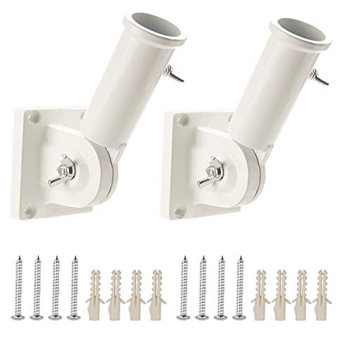 2 Packs Adjustable Flag Pole Bracket  Multi Position Flag Pole Holder  Wall Mount Flagpole Holder  Flag Pole Mounting Bracket for 1 Inch Flagpoles