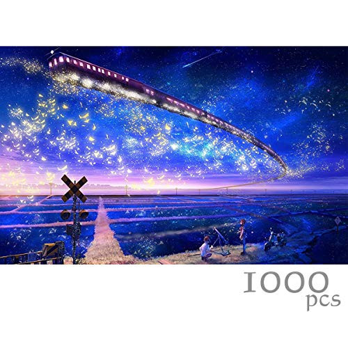 MY BIBY Wood Wooden Jigsaw Puzzles 1000 Pieces for Adults, Galactic Railroad Train Starlight Jigsaw Puzzles