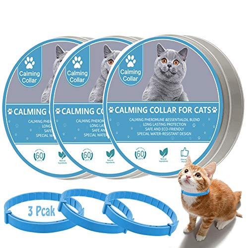 HIA Calming Collar for Cats  Kitten Pheromone Anti Anxiety Calm Collars  Adjustable Reduce Relieve Anxiety Relaxants Keep Pet Long Lasting Natural Calm  Safe and Waterproof Calm Collar  Pack of 3
