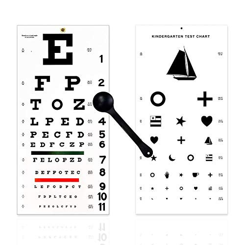 EMI OCC WSK 3 Piece Set   Occluder Plus Snellen and Kindergarten Children Plastic Eye Vision Exam Test Wall Charts 22 by 11 in