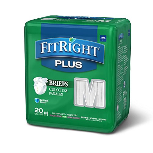 FitRight Plus Adult Briefs with Tabs  Moderate Absorbency  Medium  32  42    Pack of 20