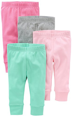 Simple Joys by Carter s Baby Girls 4 Pack Pant  Pink Grey  3 6 Months