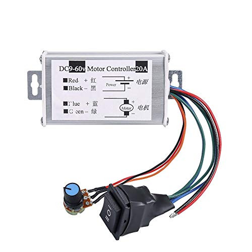DC Motor Speed Controller Hima Brush Motor Driver Controls Module DC 9V 60V 12V 24V 36V 48V 60V Motor Pulse Width Modulator Regulator 20A 1200W PWM Monitor Dimmer Governor with Switch   Knob