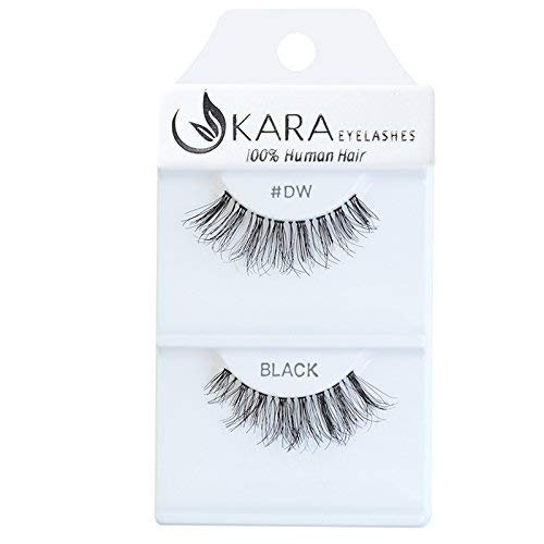 Kara Beauty 100 Human Hair False Eyelashes Demi Wispies  DW with Adhesive  PACK OF 12