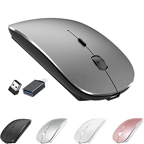 Wireless Mouse for MacBook Pro MacBook Air Laptop Mac ipad Wireless Mouse for MacBook Air Pro MacBook Mac Notebook Windows Desktop Computer iMac Chromebook PC Laptop  USB Wireless Mouse Grey