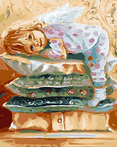 NiceHobby DIY Paint by Numbers for Adults Acrylic Painting Kit on Canvas Baby Angel 16x20 inches
