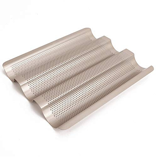 Baguette Pans for Baking 15  x 11   Nonstick Baguette Baking Tray for French   Italian Bread Baking  Aluminized Steel Perforated French Bread Pan Mold Bakers Molding 3 Slot Baguette Pans for Baking 15  x 11   Nonstick Baguette Baking Tray for French   Italian Bread Baking  Aluminized Steel Perforated French Bread Pan Mold Bakers Molding 3 Slot