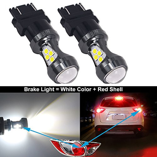 HSUN 3157 P27 7W T25 3457 4157 LED Bulbs 12V 24V 16LED SMD3030 Chip Extremely Bright with Projector Canbus Error Free for Turn Signal Switchback Backup Reverse or Brake Tail Parking Light 2 Pack 6000K