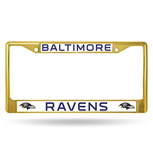 NFL Rico Industries Standard Chrome License Plate Frame Baltimore Ravens Gold NFL Rico Industries Standard Chrome License Plate Frame Baltimore Ravens Gold
