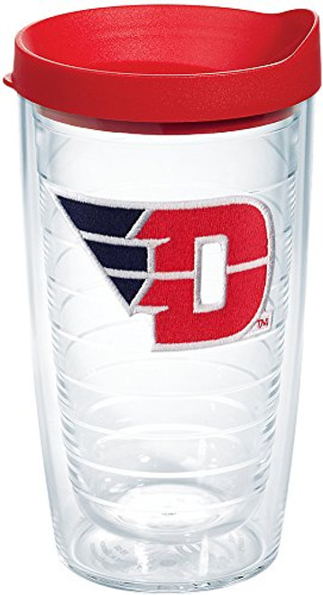 Tervis Dayton Flyers Logo Tumbler with Emblem and Red Lid 16oz  Clear