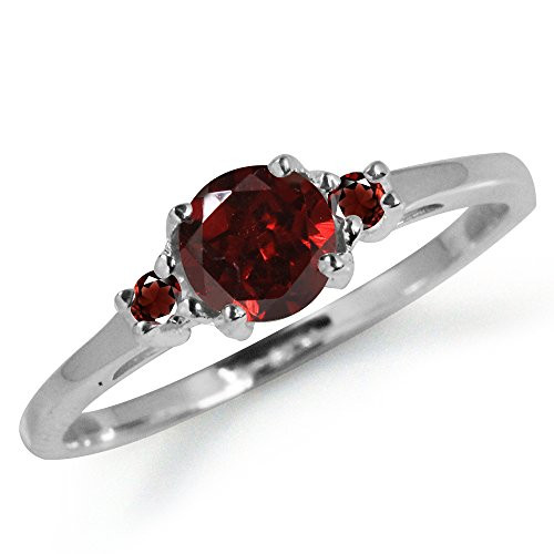 Silvershake Petite Natural Garnet White Gold Plated 925 Sterling Silver Promise Ring Size 6 5