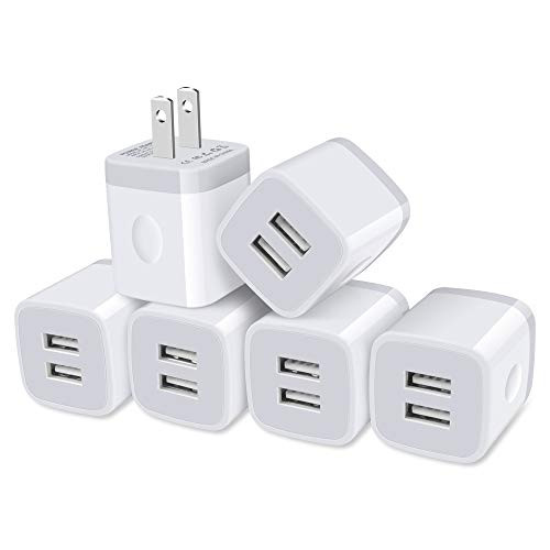 USB Wall Charger  GiGreen 2 Port Charging Block 2 1A USB Plug Power Adapter 6 Pack Charger Cubes Compatible iPhone 11 Pro Max SE XS X 8 7 6S Plus  Samsung A10e A20 S20  S10 S9 S8  Note 10 9  LG  Moto