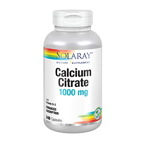 Solaray Calcium Citrate with Vitamin D 3 1000mg   for Healthy Bones   Teeth  Cardiovascular  Muscle   Nerve Function   Enhanced Absorption   240 Ct