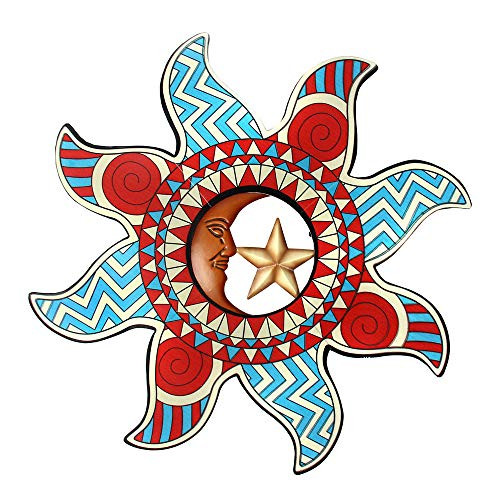 Liffy Sun Wall Decor Metal Outdoor Sculpture Art Colorful Decorations for Living Room Bedroom