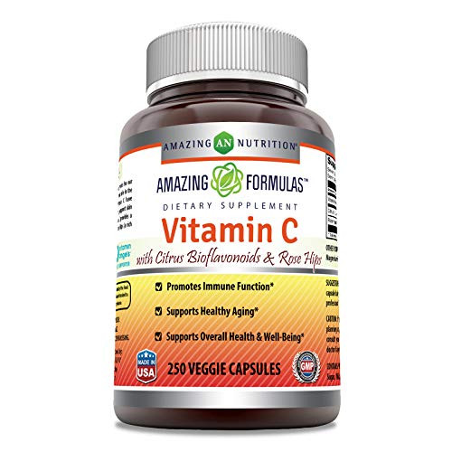 Amazing Formulas Vitamin C Ascorbic Acid 1000mg with Rose Hips Citrus Bioflavonoids 250 Vegetarian Capsules Non GMO Gluten Free Promotes Immune Function Supports Healthy Aging Supports Overall Amazing Formulas Vitamin C Ascorbic Acid 1000mg with Rose Hips Citrus Bioflavonoids 250 Vegetarian Capsules Non GMO Gluten Free Promotes Immune Function Supports Healthy Aging Supports Overall