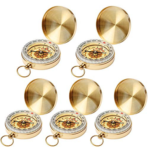 Qi Mei Camping Survival Compass Metal Pocket Compass Kids Compass for Hiking Camping Hunting Outdoor Military Navigation Tool?5pcs?